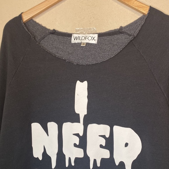 Revolve WildFox I NEED COFFEE Oversized Gray Sweater S - Picture 7 of 10